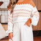 Zigzag Geometric Pattern Knitted Pullover Sweater