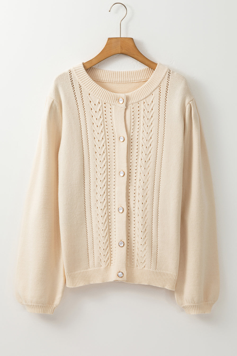 Pleated Hollow Button Sweater Coat