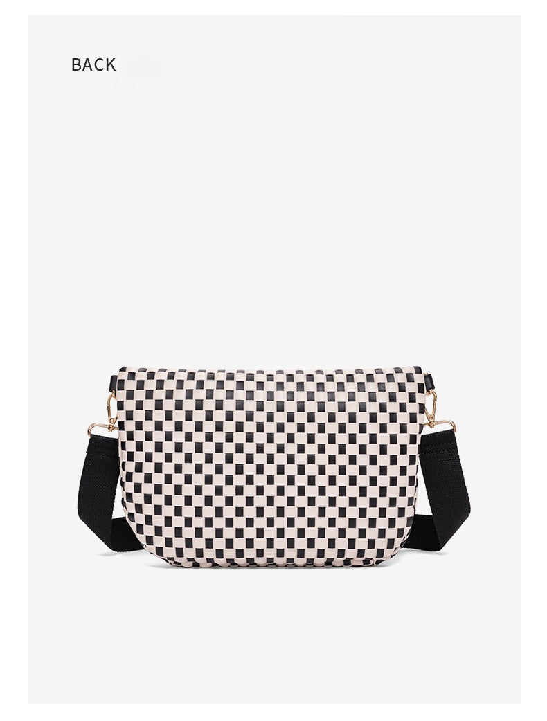 Checkered Woven Crossbody Fanny Pack
