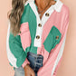 Colorblock Ribbed Collared Sweatshirt