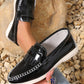 Glossy PU Leather Pointed Toe Slip On Loafers