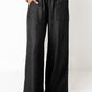 High Waist Pockets Frilled Smocked Wide Leg Jeans