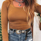 Solid Color Long Sleeve Fitted Top