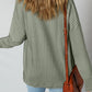 Thermal Ribbed Texture Drop Shoulder Button Up Shacket