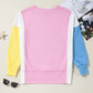 Color Block Patchwork Sequin Baseball Patched Sweatshirt