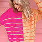 Striped Color Block Loose Fit Knit Sweater