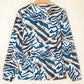 Zebra Print Tied Front Puff Sleeve Top
