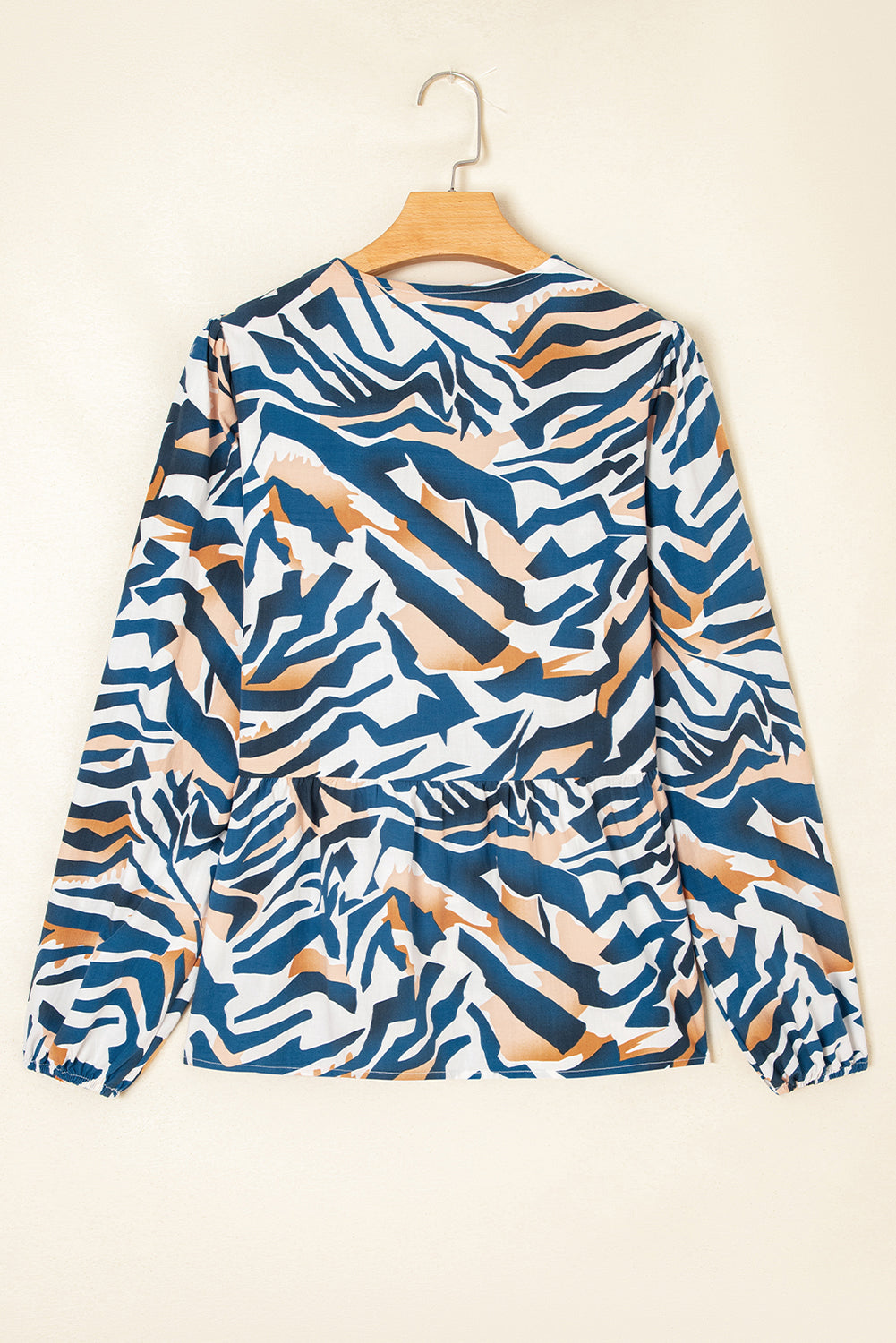 Zebra Print Tied Front Puff Sleeve Top