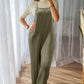 Solid Color Knit Loose Straight Leg Casual Overall Jumpsuit
