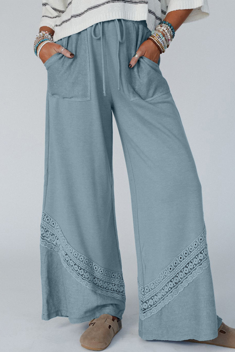 Lace Crochet Patched Pants