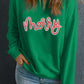 Merry Sequin Letter Patched Drop Shoulder Baggy Sweatshirt