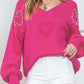 Pearl Embellished Fuzzy Hearts Sweater