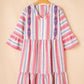 Plus Size Embroidered Detail Flared 3/4 Sleeve V Neck Dress
