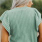 Solid Textured Flutter Sleeve Top