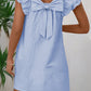 Textured Flutter Sleeve Square Neck Bow Back Mini Dress