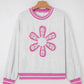 Patch Contrast Trim Crew Neck Sweatshirt