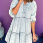 Wash Half Sleeve Flared Denim Dress