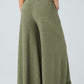 Ruffled Wide Leg Pull On High Waist Pants with Pockets