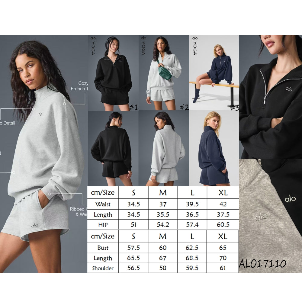 Women's Half-Zip Pullover & Shorts Lounge Set