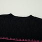 Colorful Striped Ribbed Trim Sweater
