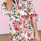 Floral Contrast Striped V Neck Puff Half Sleeve Shift Dress