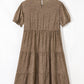 Plus Size Leopard Print Frill Trim Short Sleeve Flared Dress