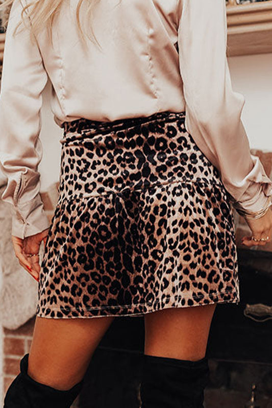 Leopard Tiered Patchwork Hot Mini Skirt