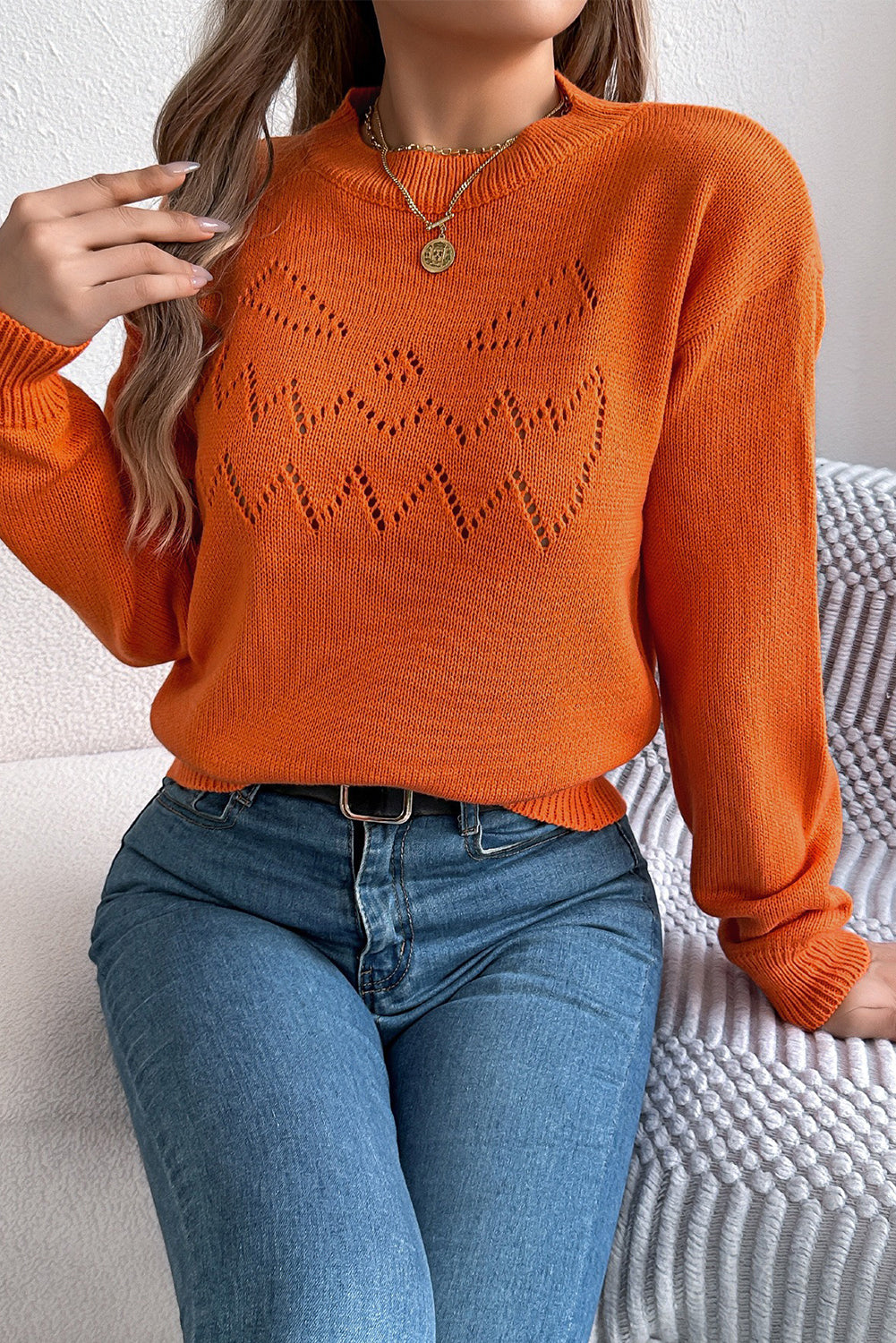 Halloween Spooky Face Hollowed Pattern Casual Sweater