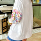 Floral Dotted Mixed Print Patchwork Sleeve High Low Casual Sweatshirt