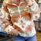 Quarter Zip Elastic Cuffs Aztec Sweatshirt