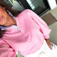 Button Striped Collar Patchwork Puff Sleeve Sweatshirt