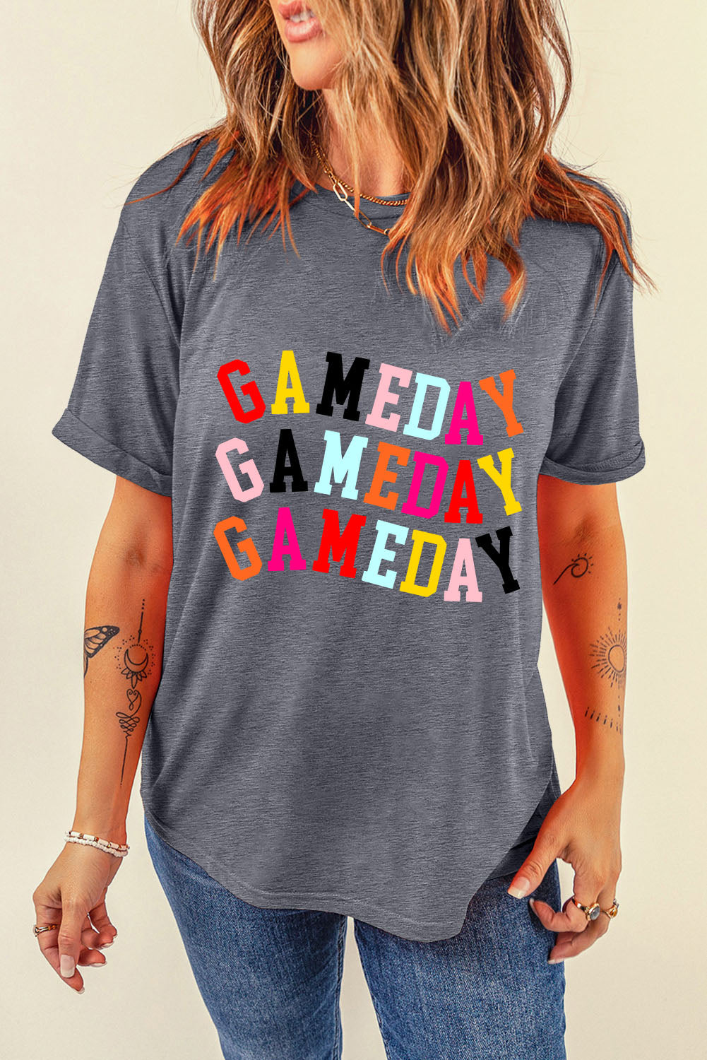 Colorful GAME DAY Graphic Crew T Shirt