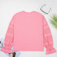 Drop Shoulder Lace Ruffled Sleeve Patchwork Loose Sweatshirt