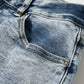 High Rise Button Zip Fly Medium Wash Jeans