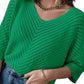 Half Sleeve V Neck Pointelle Knitted Sweater Top