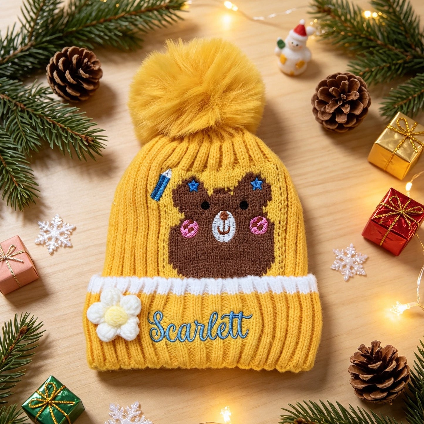 Custom Embroidered Name Thick Knit Hat for Kids