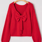 Bow Backless Bubble Sleeve Sweater