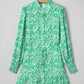 Paisley Print Long Sleeve Button Front Tied Waist Mini Dress