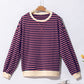 Oversized Contrast Trim Pullover Sweatshirt