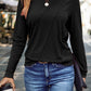 Asymmetric Seam Detail Solid Color Long Sleeve Top