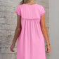 Frilled Trim Crew Neck Loose Fit Mini Dress