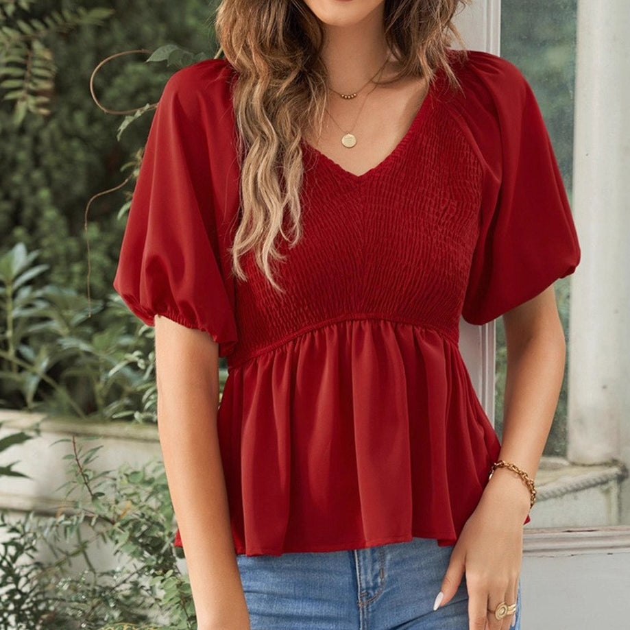 Puff Sleeve Smocked Top