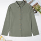 Thermal Ribbed Texture Drop Shoulder Button Up Shacket