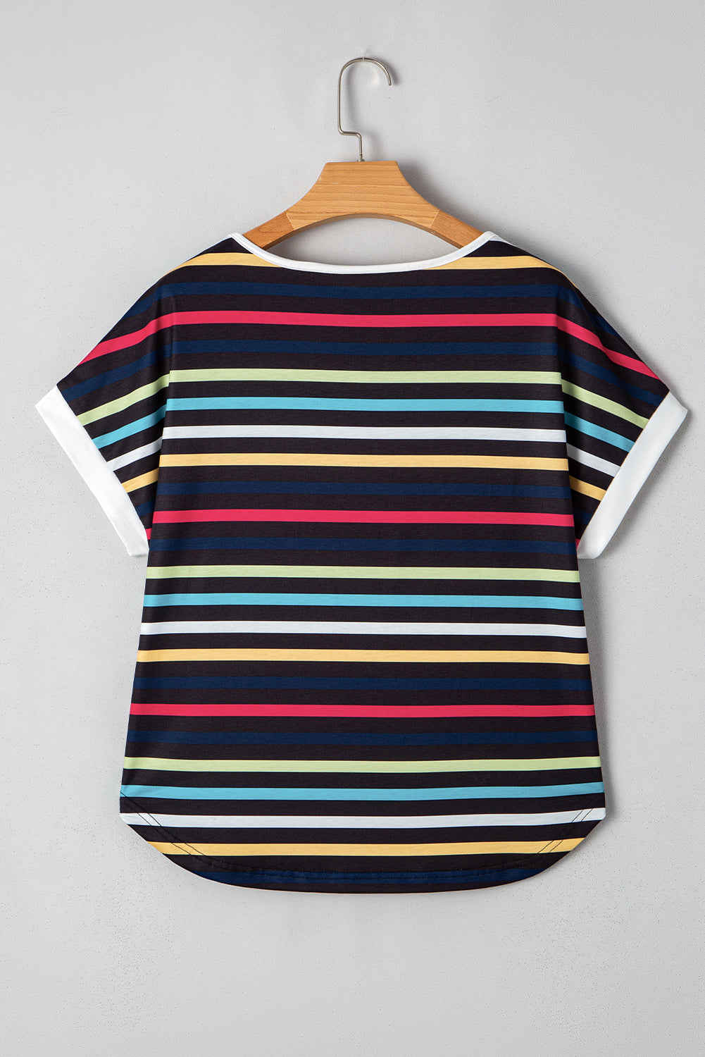 Multicolor Contrast Edge Crew Neck T Shirt