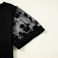 Floral Mesh Patchwork Loose V Neck Plus Size T Shirt