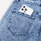 Mineral Wash Bottom Cuff Distressed Wide Leg Jeans