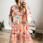 Tribal Print Bracelet Sleeve Buttoned Mini Dress