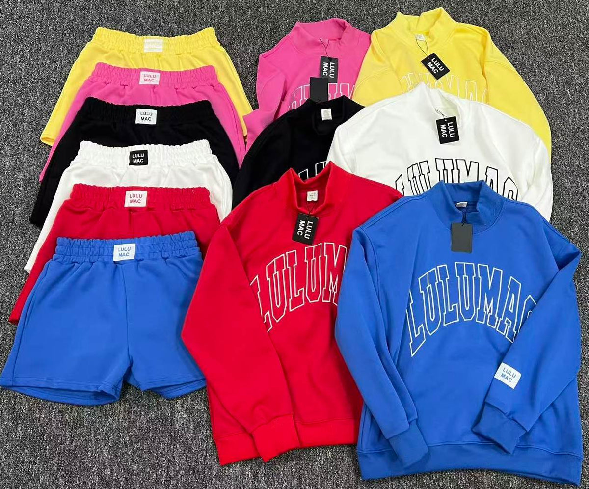 Solid-color Mock-neck Set