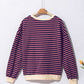 Oversized Contrast Trim Pullover Sweatshirt
