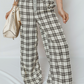 Plaid Wide Leg Casual Pants